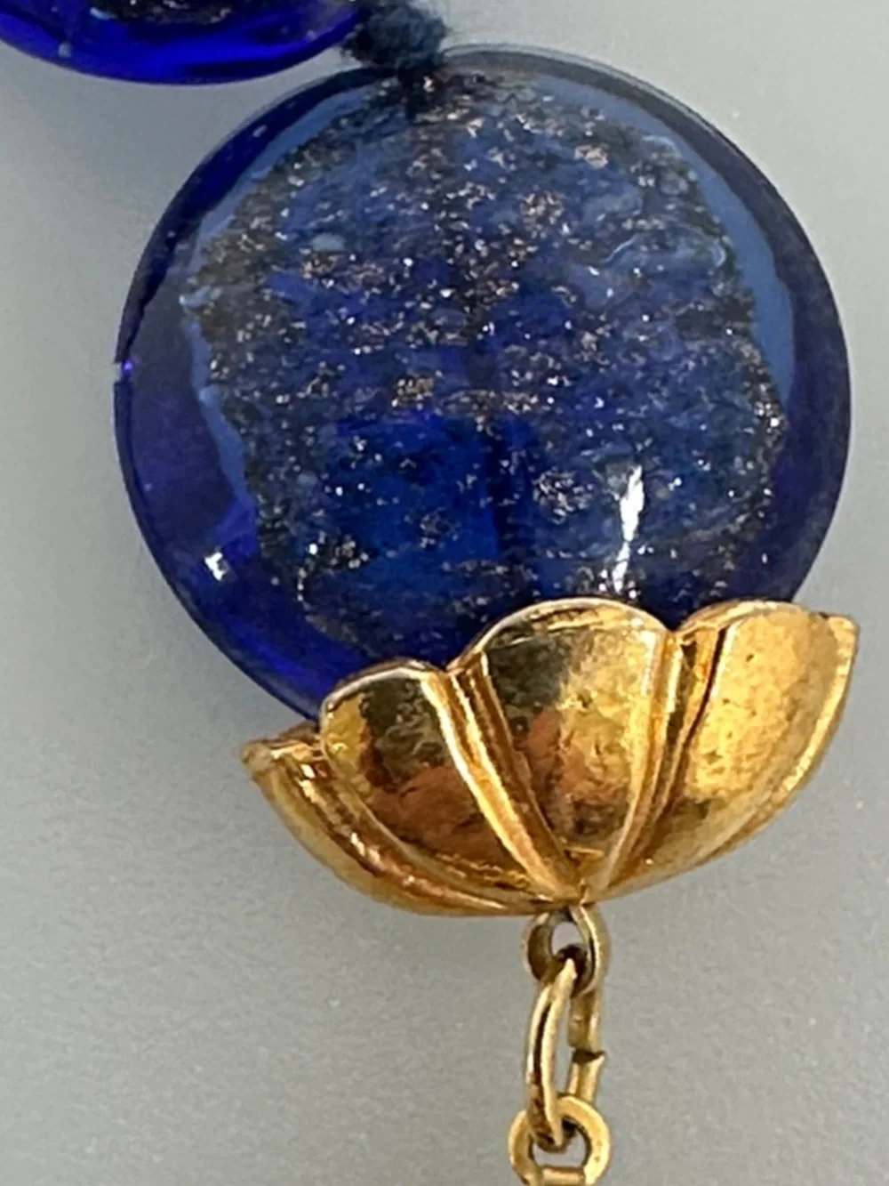VENEZIA Blue Muranum Bead Necklace with Gold Accent